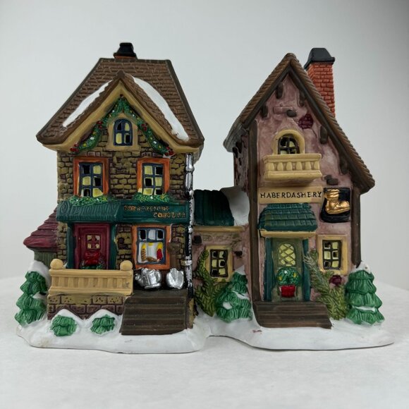 Santas Workbench Cornerstone Cobbler Haberdashery Lighted Porcelain Christmas - Picture 13 of 16